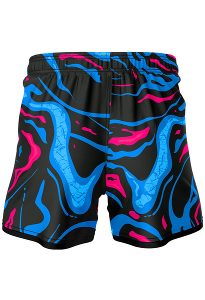Shorts - Blue and Pink - Elastic Waist