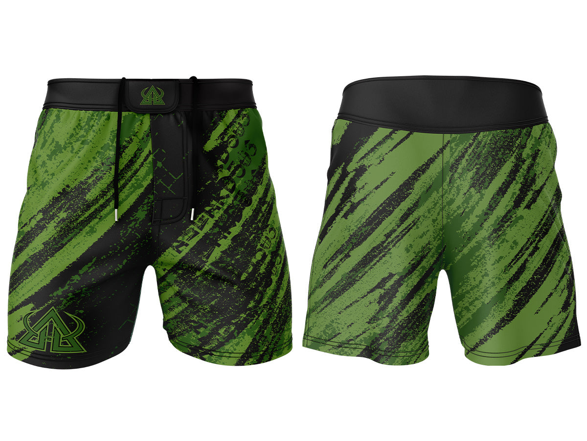 Green Collide V1 Jiu-Jitsu Shorts | Durable No-Gi Gear – Asgard