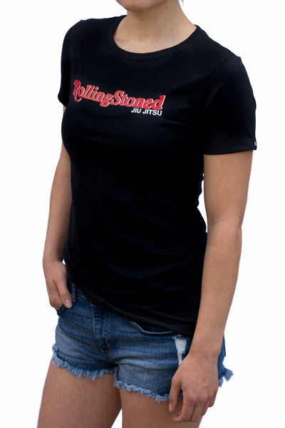 Womens - Rolling Stoned  - Jiu Jitsu- Black - T-Shirt